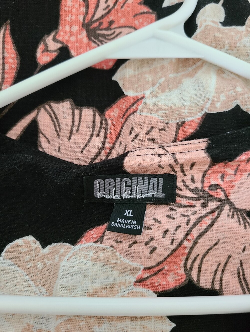 Nicole Miller Black Linen Blend Floral Dress Womens Size XL - Picture 4 of 6